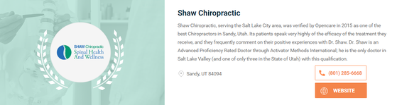 shaw chiropractic rated best chiropractor in salt lake city